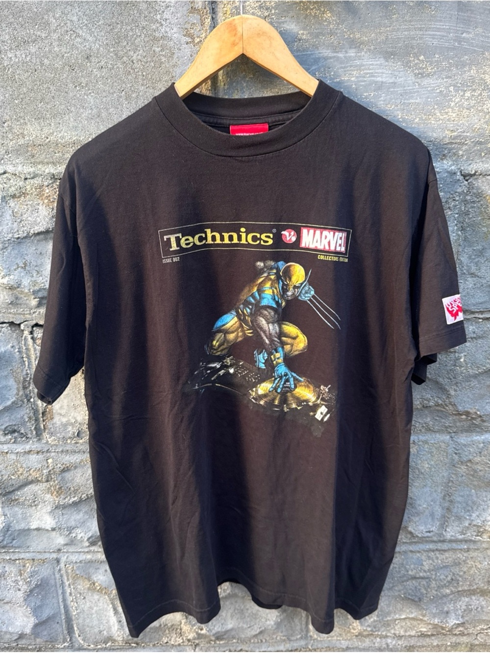 Vintage Marvel x Technics Black DJ Tee Shirt Size L Wolverine Rare UK